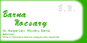 barna mocsary business card